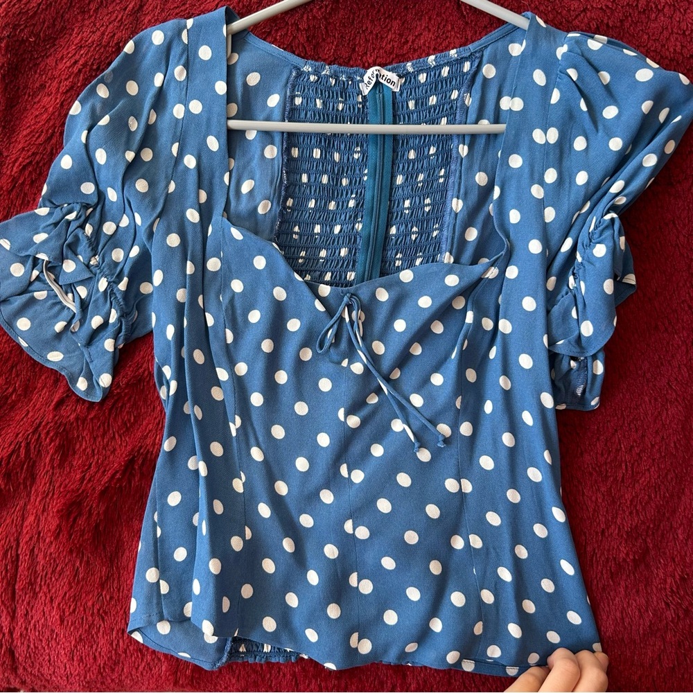 Reformation Blue Polka Dot Women's Top